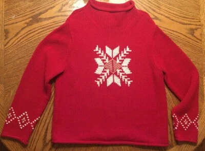 Suéter Sonoma Rojo Blanco Copo de Nieve Lana Mediana Acrílico Usado en Excelente Condición 5607 14 Foto 1 de 4