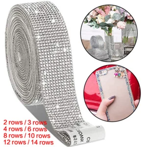 Self-Adhesive Crystal Rhinestone Ribbon Trim Tape Diamante Sticker Decor Acces - Picture 1 of 14