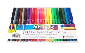 24 x Faserspitze Farbstifte Ausmalen Zeichnen Marker spannende Farben Kunst - Bild 1 von 3