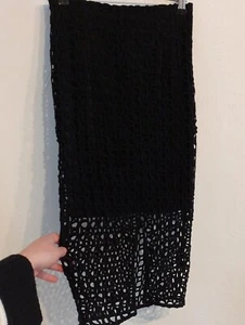 ❤River Island Size 6 Black Crochet-Lace Front Spilt Wiggle Midi Pencil Skirt❤ - Picture 1 of 10