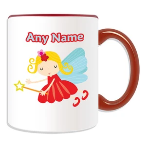 Personalised Gift Red Fairy Mug Money Box Cup Tale Name Message Girl Wand Coffee - Picture 1 of 20