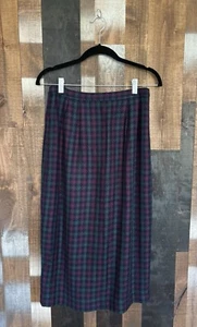 Vintage Weathervane Wool Maxi Skirt Sz 12 Plaid Herringbone ILGWU Holiday - Picture 1 of 17