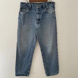 Carhartt Jeans Mens 36x31 Blue Denim Relaxed Fit Straight Leg Workwear Pants - Picture 1 of 14