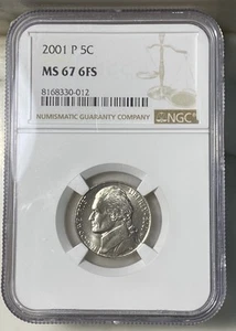 🔥 2001 P 5C Jefferson Nickel NGC MS67 6FS Full Steps 🔥 - Picture 1 of 4