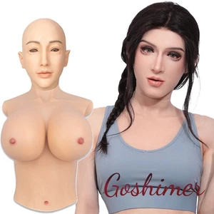 Realistic Silicone Breast Female Head Mask Face Mask Cosplay Crossdresser  - Picture 1 of 30