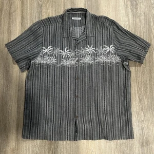 Tommy Bahama besticktes Hemd Herren XXL schwarz grau Leinen Knopfleiste - Bild 1 von 8