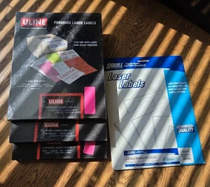 ULINE S-5047P (X3) Premium 3000 PINK Self-Stick 2 5/8 X 1” Laser Mailing Labels - Picture 1 of 3