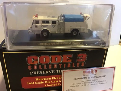 #12501 Code 3 Mack CF Harrison Fire Engine 11 White FDNY Pristine Condition. - Image 1 of 4