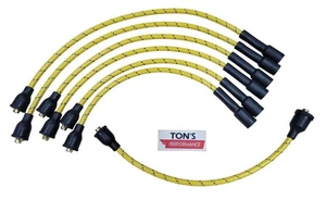 Chevy 216 235 7mm Cloth Braided Spark Plug Wire Set Vintage Inline 6 Yellow Bk - Picture 1 of 9