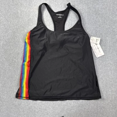 HumanKind X Target Swim Top Pride Black Rainbow Striped Size Large - Image 1 of 4