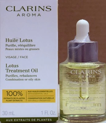 Aceite de tratamiento facial equilibrante e hidratante Clarins Lotus nuevo en caja 1 oz/30 ml Foto 1 de 2