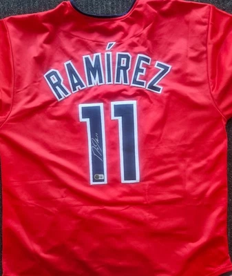 Jose Ramirez Signed Custom Red Jersey Beckett - Image 1 of 2