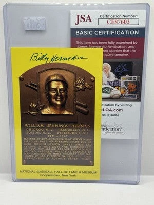 Billy Herman Autographed HOF Postcard - Chicago Cubs - JSA COA - Image 1 of 2