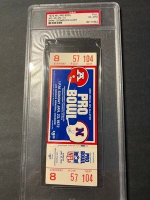 1972  NFL Pro Bowl Full Ticket PSA6 MVP  J. Stenerud/W. Lanier - Image 1 of 2