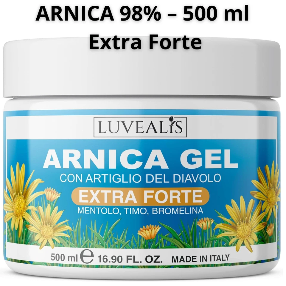 Arnica Gel per Cavalli Uso Umano 500ml Extra Forte Con Artiglio Del Diavolo