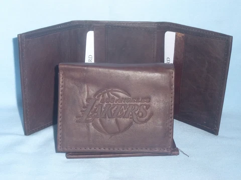 LOS ANGELES LAKERS    Leather TriFold Wallet    NEW    dark brown z+ Cover