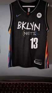Nike NBA Authentics James Harden Brooklyn Nets/ Basquiat Jersey 52 - Length + 4 - Picture 1 of 3