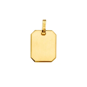 14k Gelbgold Rechteckig Gravierbar Hohl Anhänger für Kette - Bild 1 von 4