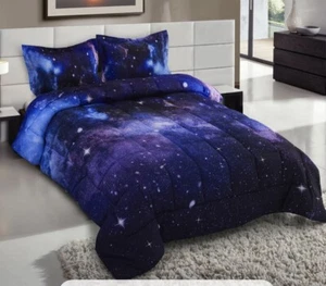 HIG Queen Comforter Set Reactive Series 3-Piece Galaxy Theme Print - Picture 1 of 1