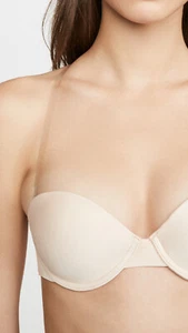 BH mit transparentem Rücken / Trägerlos Schwarz/Beige Gepolstert Bra Verstellbar - Bild 1 von 10