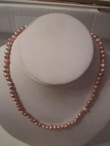 PINK BAROQUE PEARL NECKLACE - 17" LONG - BOX BBK - Picture 1 of 3