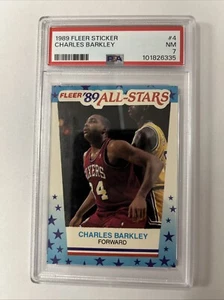 1989 Fleer Sticker Charles Barkley #4 HOF Philadelhia 76ers Sixers PSA 7 NM - Bild 1 von 2