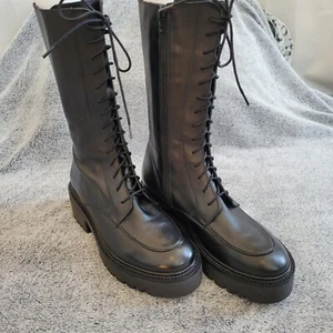 ASOS DESIGN Alpha Womens Boots Size 9 Combat Leather Lace Up Grunge Chunky 17761 - Picture 1 of 13
