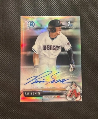 2017 Bowman Chrome PAVIN SMITH 1st Prospect On Card Auto REFRACTOR /499 Dbacks - Image 1 of 4