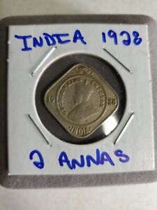 1928 India British 2 Annas Coin George V