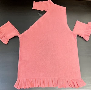 Suéter Corto Express Para Mujer Talla L Cuello Simulado Hombro Frío Coral Asimétrico Slv - Imagen 1 de 7