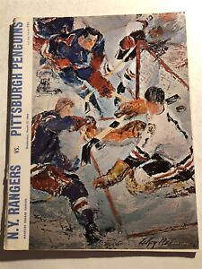 1969 PITTSBURGH PENGUINS vs NEW YORK RANGERS Program BRAD PARK Gilbert RATELLE