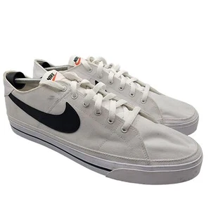 Nike Court Legacy Mens 14 White Black Canvas Casual Shoes Sneaker CW6539-101 - Picture 1 of 12