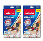 2X Vileda Ultra Max Flat Mop Refill Replacement Cleaning Pad Microfibre