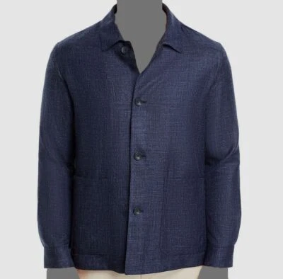 Chaqueta Bloomingdale's Para Hombre Azul Ajuste Regular Melange Sarga Tareas Talla 38R Foto 1 de 3