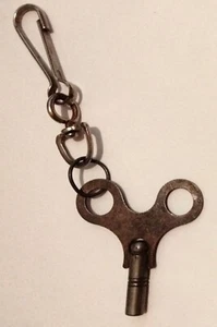 Vintage Clock Key Clock Winding Key and Clip USA Steel & Brass - Picture 1 of 7