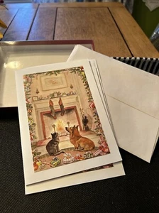 cartoline di natale tasha tudor gatto e cane 5 cartoline e 6 buste - Foto 1 di 4