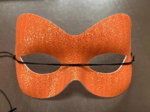 Neon Orange Glitter Masquerade Ball Eye Mask Fancy Dress Costume Box of 10 - Picture 1 of 3