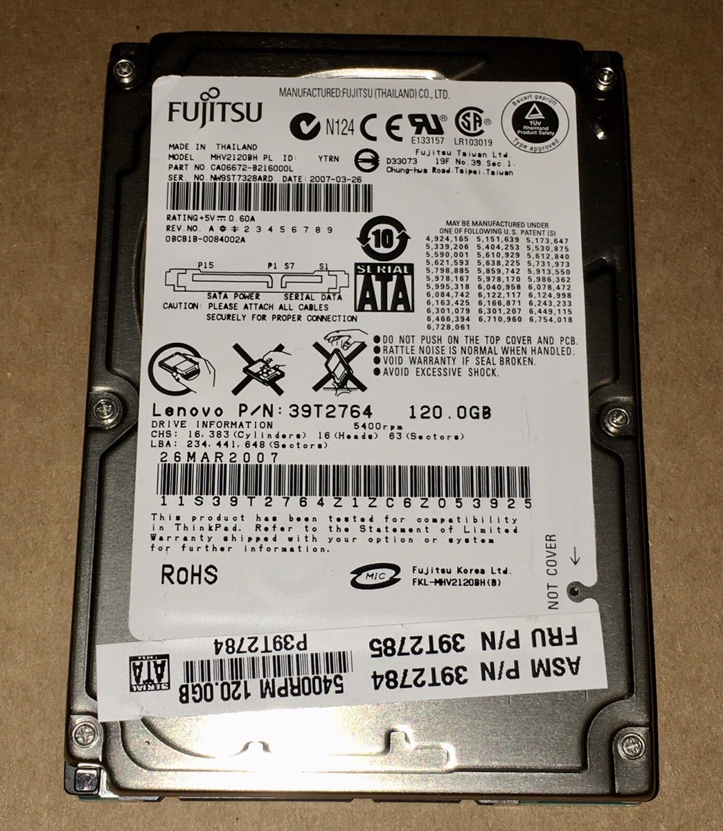 Fujitsu 8 MB Cache 120 GB Storage Capacity Internal Hard Fujitsu 8 MB Cache 120 GB Storage Capacity Internal Hard