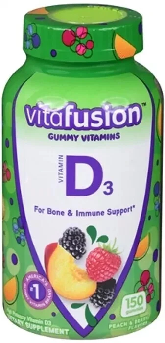 Vitafusion Vitamina D3 Vitaminas Gomosas Melocotón Mora Sabor Fresa 150 ct Foto 1 de 1