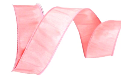 Light Pink Faux Dupioni Silk 1.5" by 2 yd Offray Wired Ribbon Easter Spring - Image 1 of 2