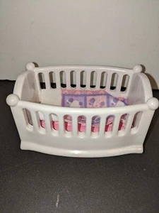 Fisher-Price My First Dollhouse Baby Rocking Cradle White Attached Blanket - Picture 1 of 4