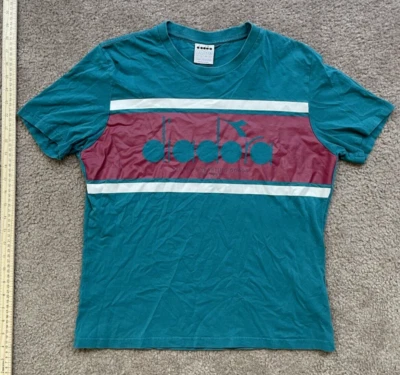 Diadora Men's Spectra Short Sleeve Green Medium T-Shirt Italian Soccer Ball Top - Image 1 of 4