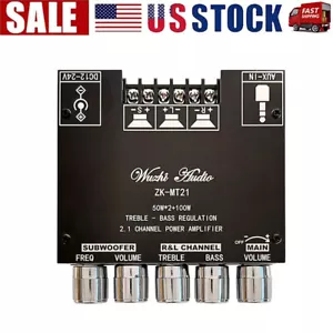 ZK-MT21 Bluetooth 5.0 2.1 Channel Digital Power Amplifier Module 50W*2+100W US - Picture 1 of 18