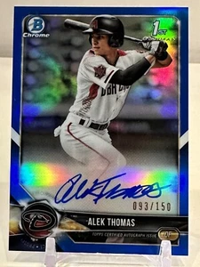 2018 Bowman Chrome Draft Alek Thomas Rc Blue Refractor Auto /150 Diamondbacks - Picture 1 of 2