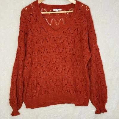 WILLOW & CLAY Women's Sweater Rust Siena Brown Acrylic Mohair Blend Pullover L - Image 1 of 4