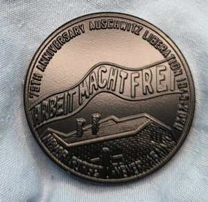 Auschwitz Black Silver Coin Holocaust Birkenau Remembrance Death Camp Israel USA - Picture 1 of 23