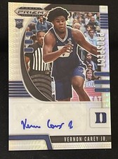 2020-21 Prizm Draft Picks Vernon Carey Jr Hyper Prizm Auto Duke Blue Devils RC