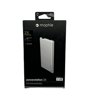  MOPHIE POWERSTATION 2X EXTERNAL BATTERY 2.4 Amp 4000 mAh - Silver - Picture 1 of 2