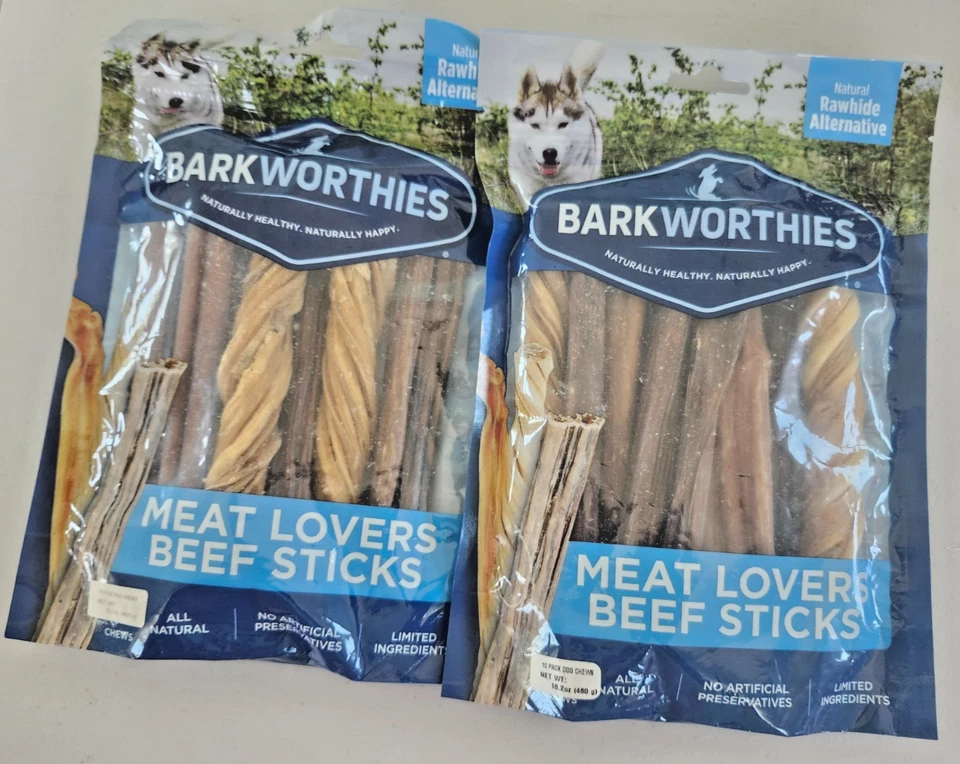 Палочки для собак Barkworthies Beef Meat Lovers (16,2 унции 460 г) 10 жевательных конфет для собак - Изображение 1 из 1