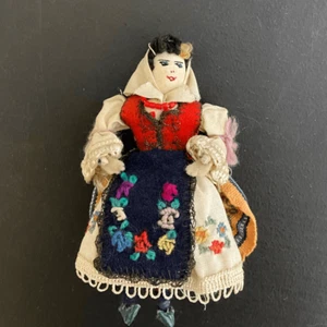 Vintage handgefertigte 4,5" Souvenir Volkspuppe italienische slowakische Kleidung blaue Augen - Bild 1 von 10